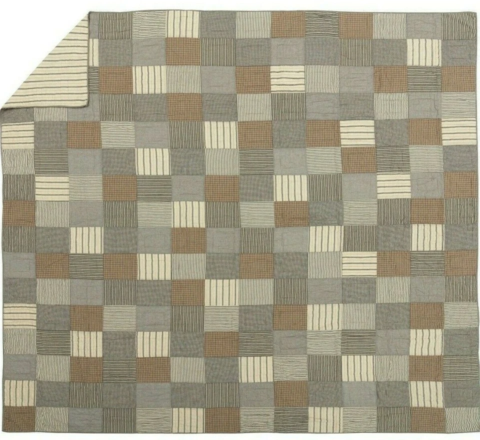 Cal King лоскутное одеяло ручной работы страны блок лоскутное одеяло земли тон серый Sawyer мельница - Изображение 2 из 4