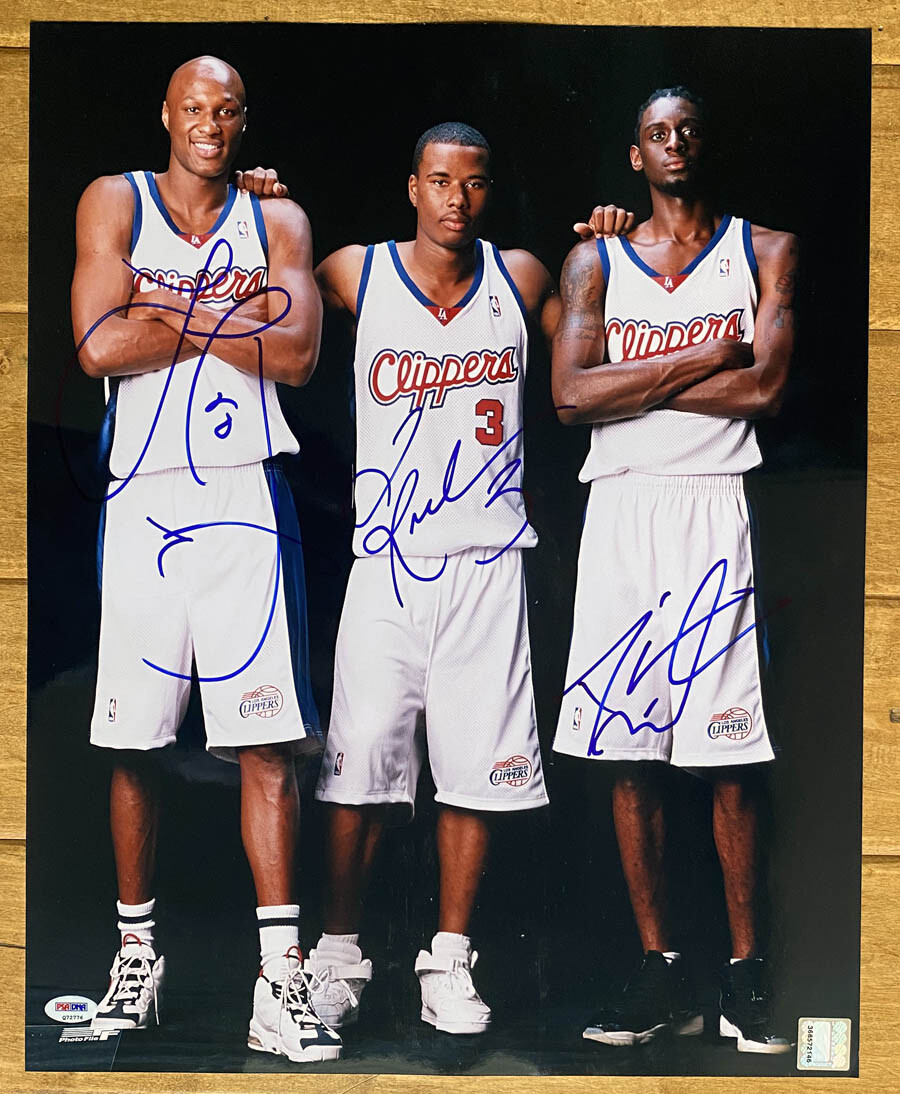 Lamar Odom Autographed Signed Los Angeles Clippers Quentin Richardson Darius Miles 16x20 Photo PSA/DNA 