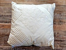 New "Vintage" Ralph Lauren Home Cream Silk Ivory Patchwork Throw Pillow 22x22