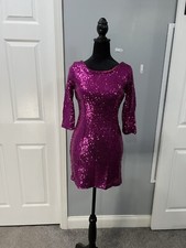 Lulus Delightful Ways Magenta Sequin Dress Size Small