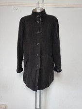 BHS DESIGNER UK 14 EU 42 WOMENS BLACK GREY MIDI WOOL WINTER JACKET COAT