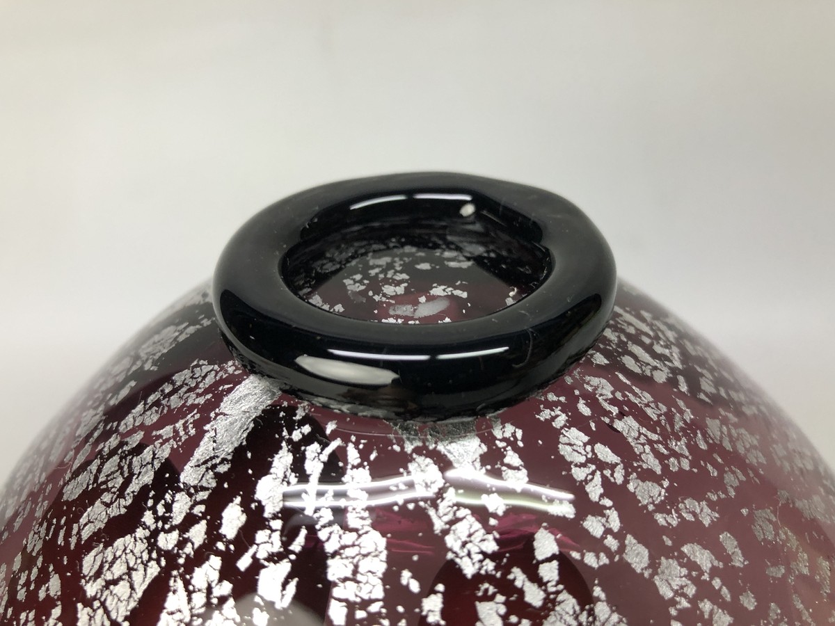 Y8220 CHAWAN Glass Matcha bowl signed box Japan antique tea