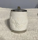 George Thompson Salt Shaker White Milk Glass Grape Vine Vintage