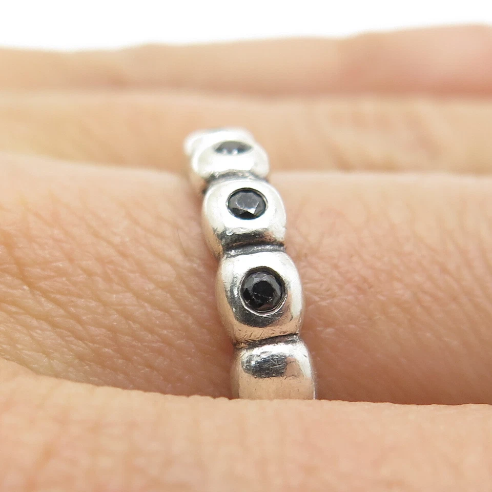 Anillo de espinela negra real de plata de ley 925 Pandora talla 7,25 Foto 2 de 4