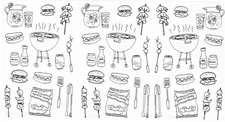 Mrs. Grossman's Pen & Ink BBQ Barbeque Grill Scrapbook Stickers 3 Sheets