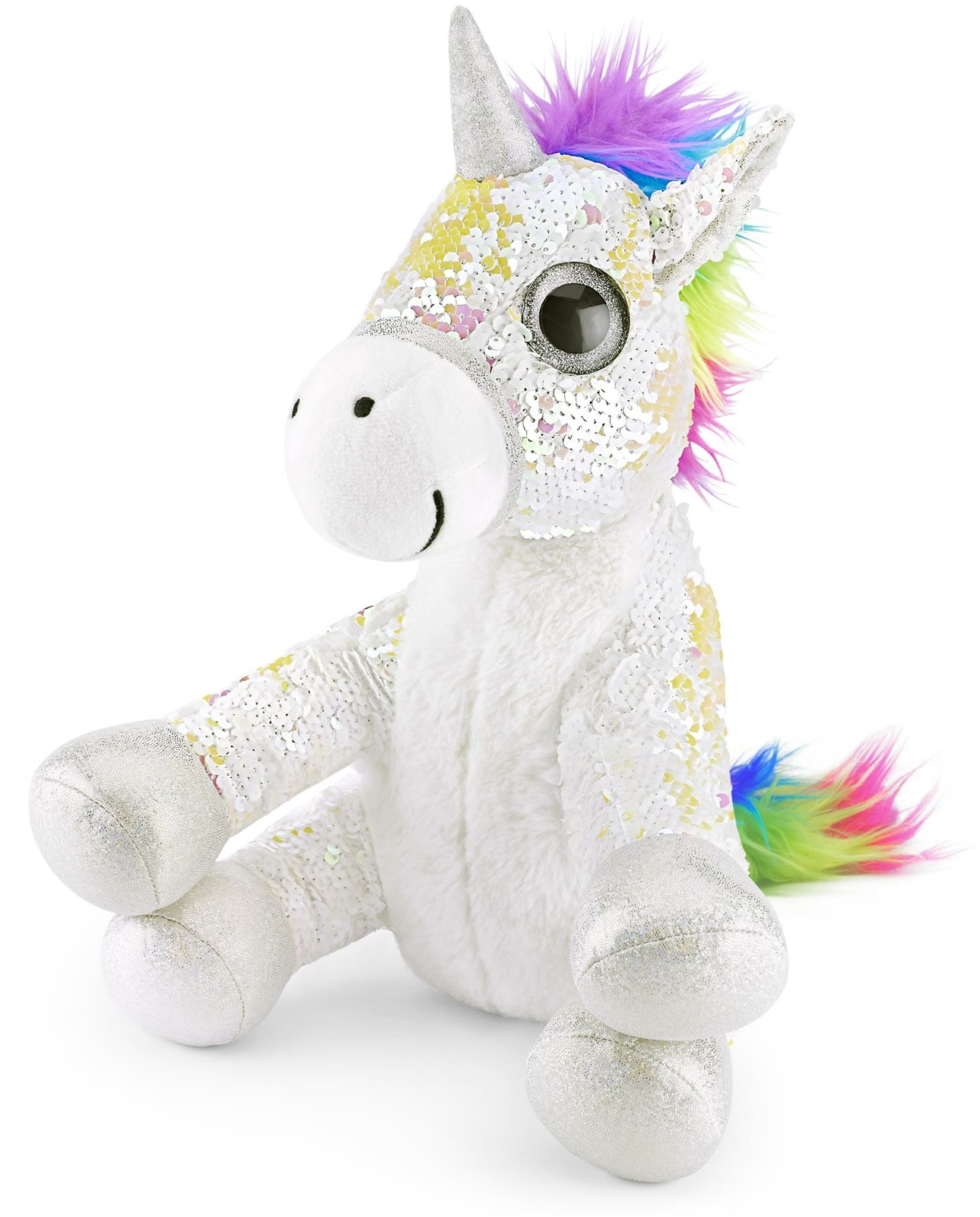 Mousehouse - unicorno di peluche con paillette - bianco - 29 cm