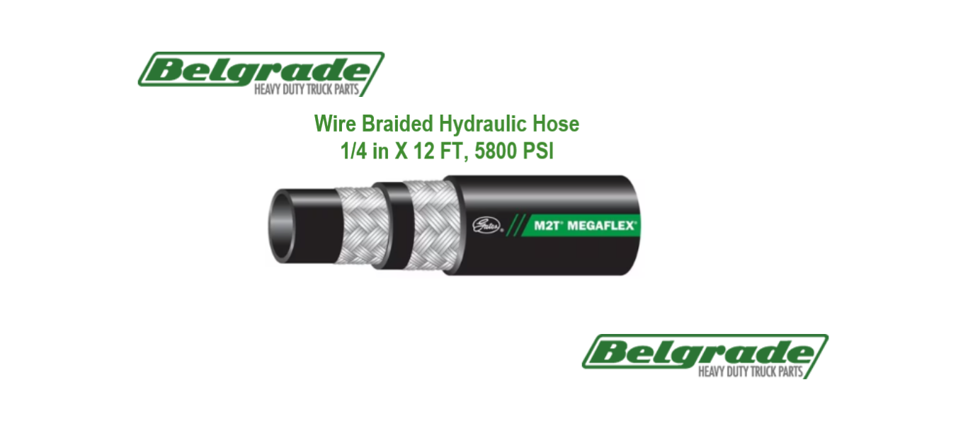 Gates Global G2 86621 Wire Braided Hydraulic Hose, 1/4 in X 12 ft, 5800