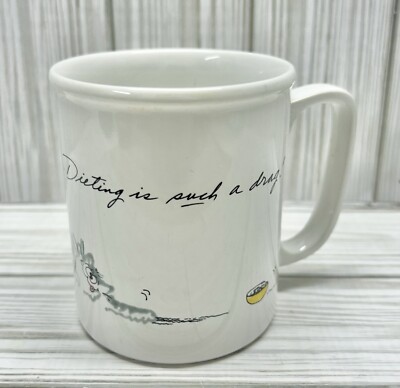 Purrfect Chums Dieting Coffee Cup Cat Darlene West Treasure Masters 10 oz