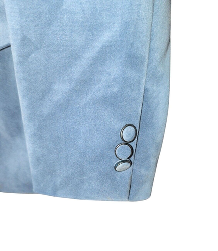 Vintage 1970's/1980's Faux Suede Blue Lined Blazer Jacket Coat Women's size 10 - Picture 3 of 8