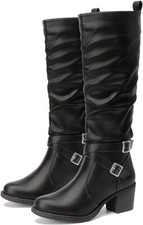 CENTRO POINT---KNEE HIGH BOOTS--SIDE ZIPPER AND BUCKLES---SIZE 10