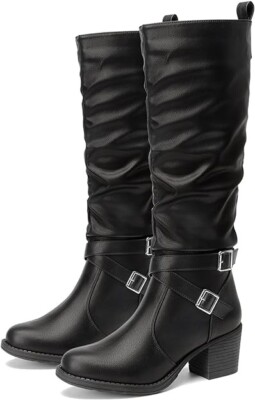 CENTRO POINT---KNEE HIGH BOOTS--SIDE ZIPPER AND BUCKLES---SIZE 10