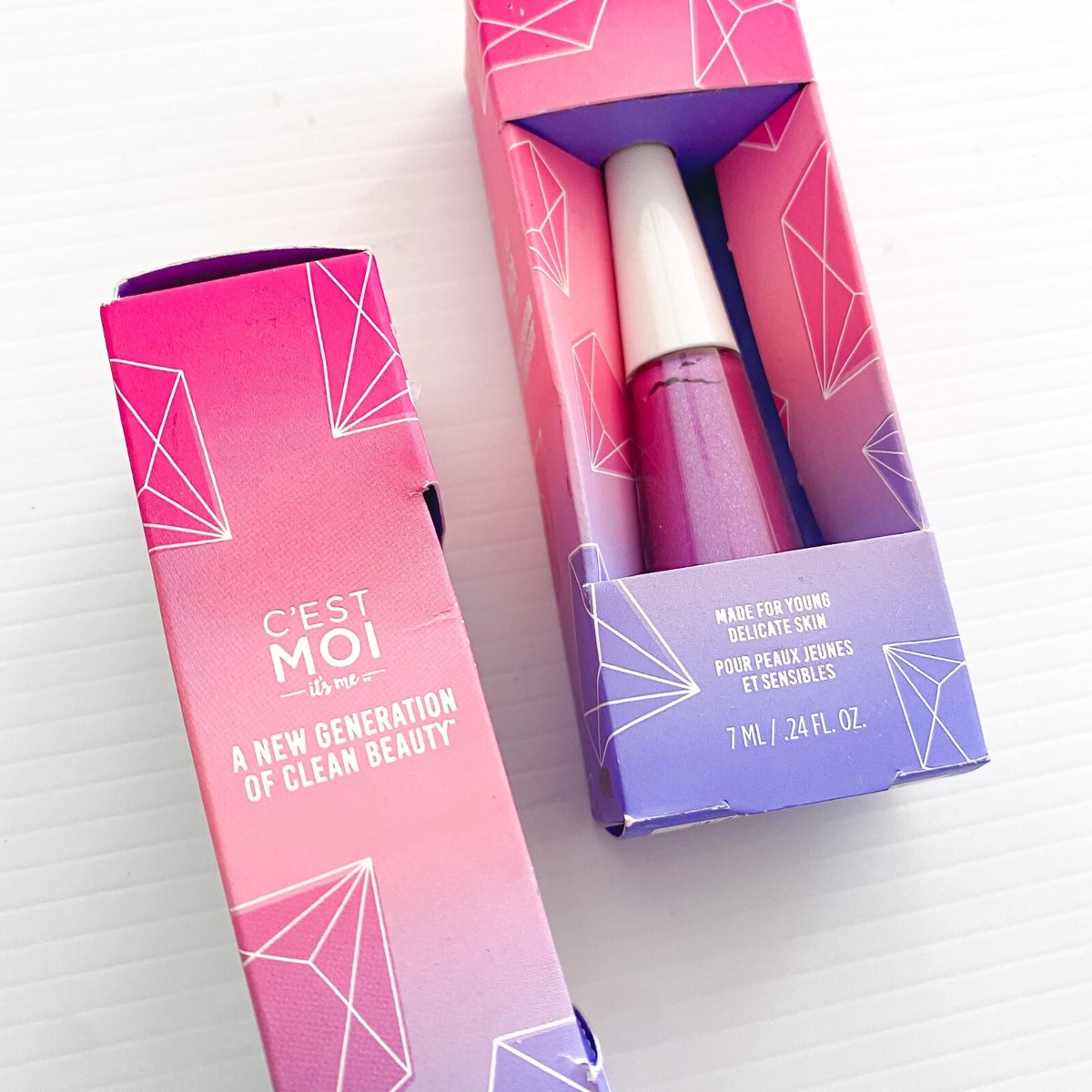 c'est moi lip gloss 2 New C'est Moi it's me Lid Love Creame Eyeshadow Crushing Pink w/ Blue  Shimmer