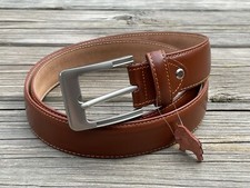Handmade Brown Leather Belts Men Casual Dress Jeans Waistband Brown Size 42