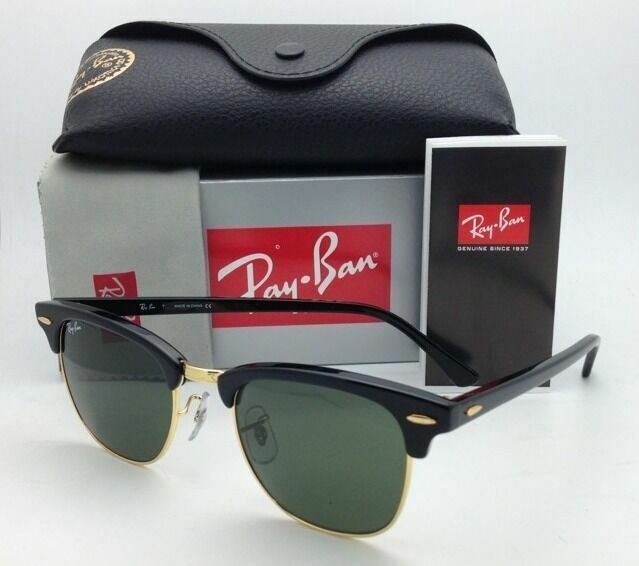 New CLUBMASTER Ray-Ban Sunglasses RB 3016 W0365 Black & Gold w/G