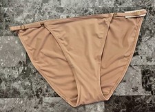 NWT VICTORIA'S SECRET BEIGE SMOOTH GOLD ADJUSTABLE STRAP STRING BIKINI PANTIES