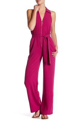 $390 TRINA TURK Tania Sleeveless Jumpsuit SAMBA PLUM EXPOSED ZIPPER no belt!