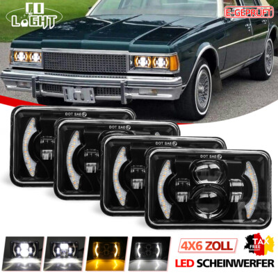 E-geprüft 4x6 Zoll LED Scheinwerfer DRL Hi/Lo für Chevrolet Caprice Bj 1977-1985
