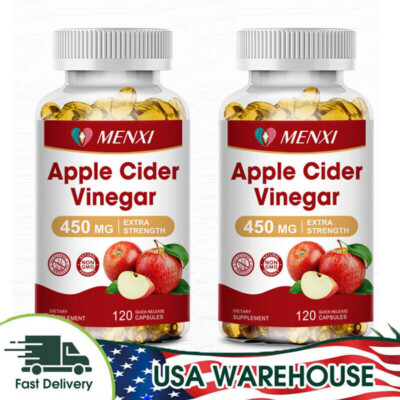 2 Bottles Apple Cider Vinegar Capsules - Weight Loss, Detox & Cleanse Supplement