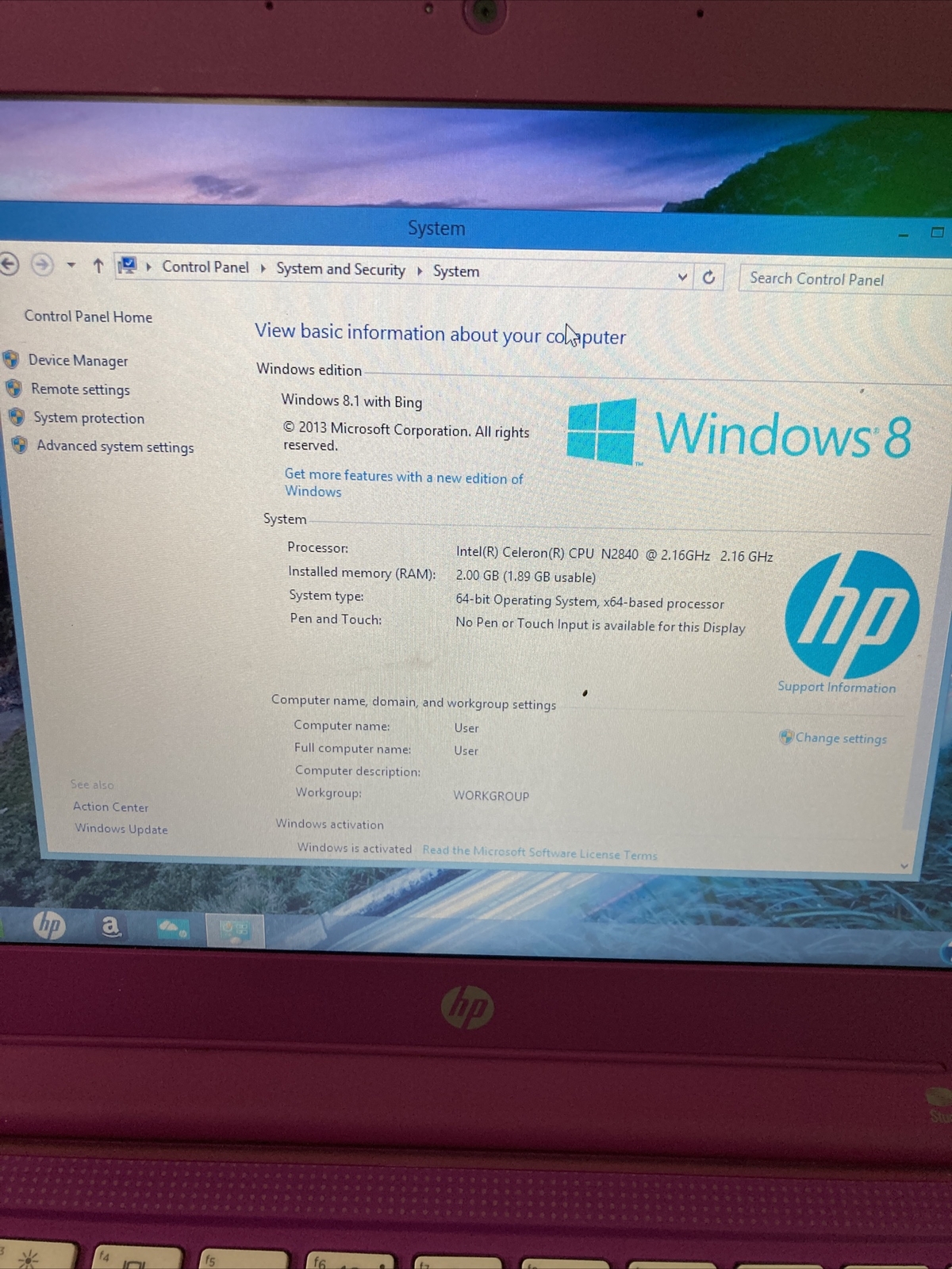 HP Stream Pink Notebook PC 2GB 32GB eeMMC 11-d011wm 11.6 | Missing Enter Key - Picture 3 of 10