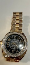 Men Iced Watch Bling Rapper Simulated Diamond Metal Band Gold Black Hip Luxury
