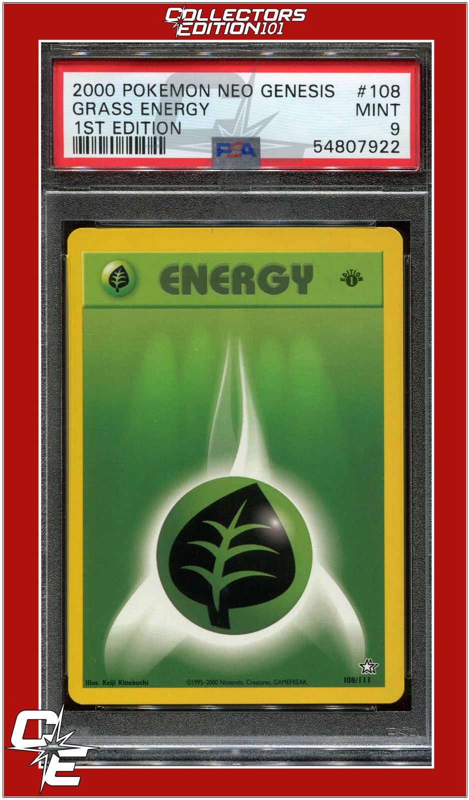 Neo Genesis 108 Grass Energy 1st Edition PSA 9