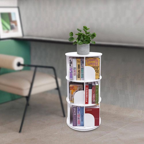 YIYIBYUS Bookcases+Bookshelves 18" 3-Shelf Standing Rotating Counter PVC White - Picture 6 of 8