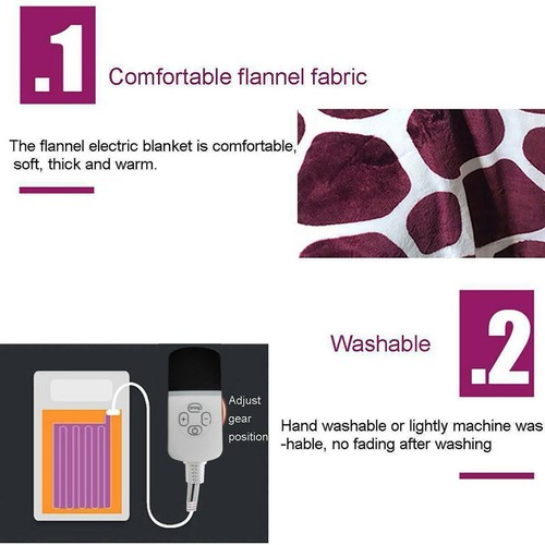 Electric Heated Throw Over Under Blanket Fleece Washable Polyester Warm Mattress - Picture 2 of 12