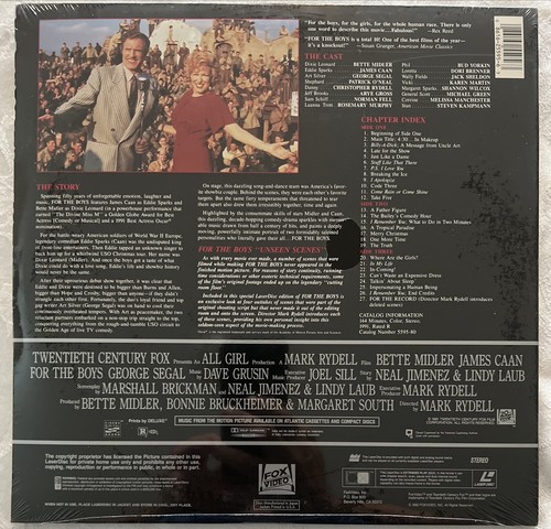 FOR THE BOYS: Bette Midler, James Caan (2X Laserdisc, FOX, 1991) Extended Sealed - Picture 2 of 2