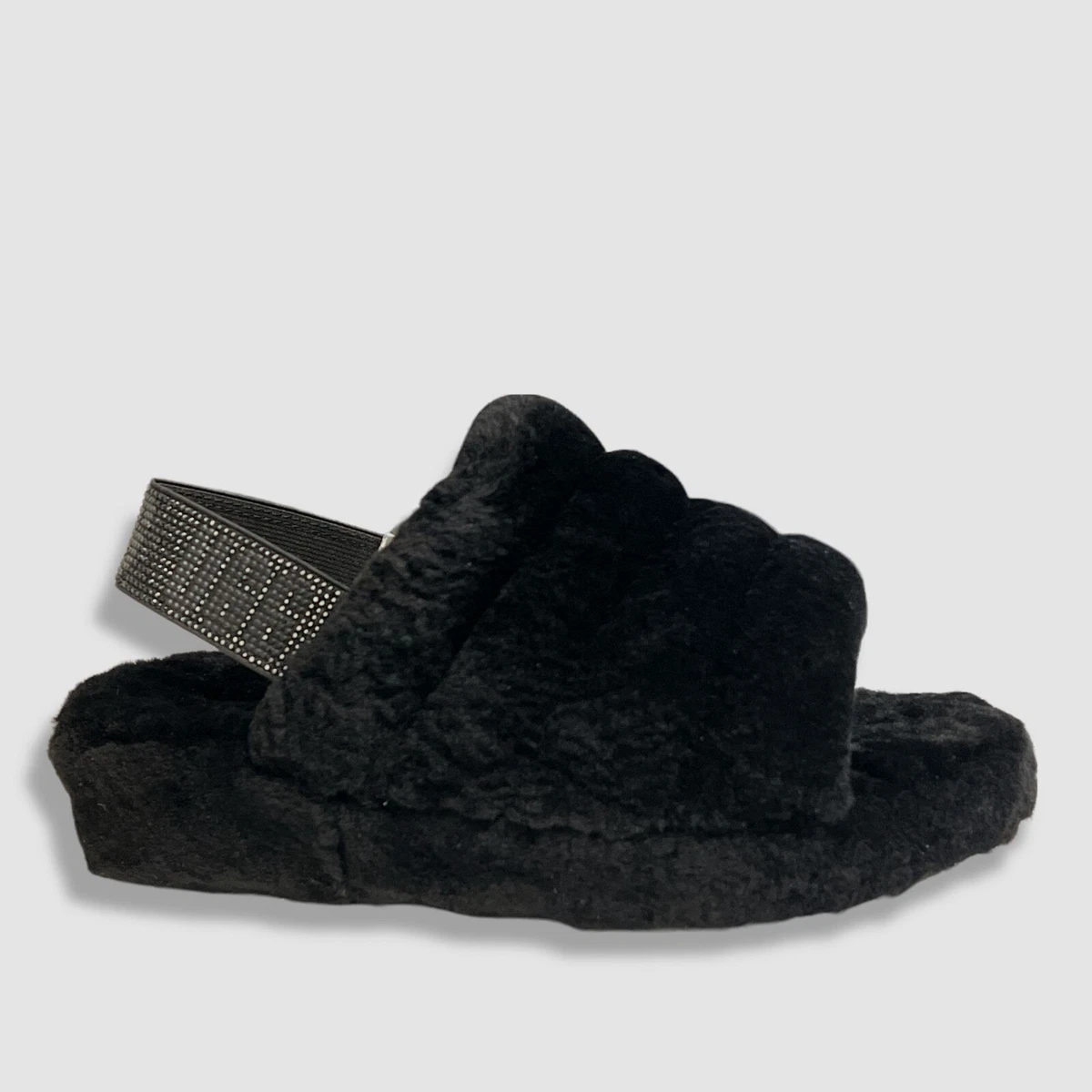 110 UGG Women s Black Fluff Yeah Bling Slide Shearling Slipper