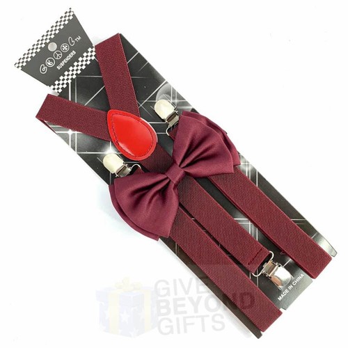 Suspender and Bow Tie Adults 42 Colors Combo Wedding Formal Wear Accessories - Picture 77 of 213