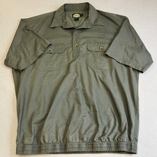 Cabelas Shirt Mens XL Tall Green Safari Pullover Fishing Elastic Waist SS Poly