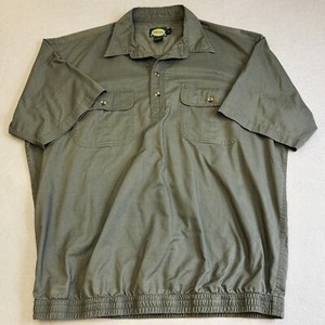 Cabelas Shirt Mens XL Tall Green Safari Pullover Fishing Elastic Waist SS Poly