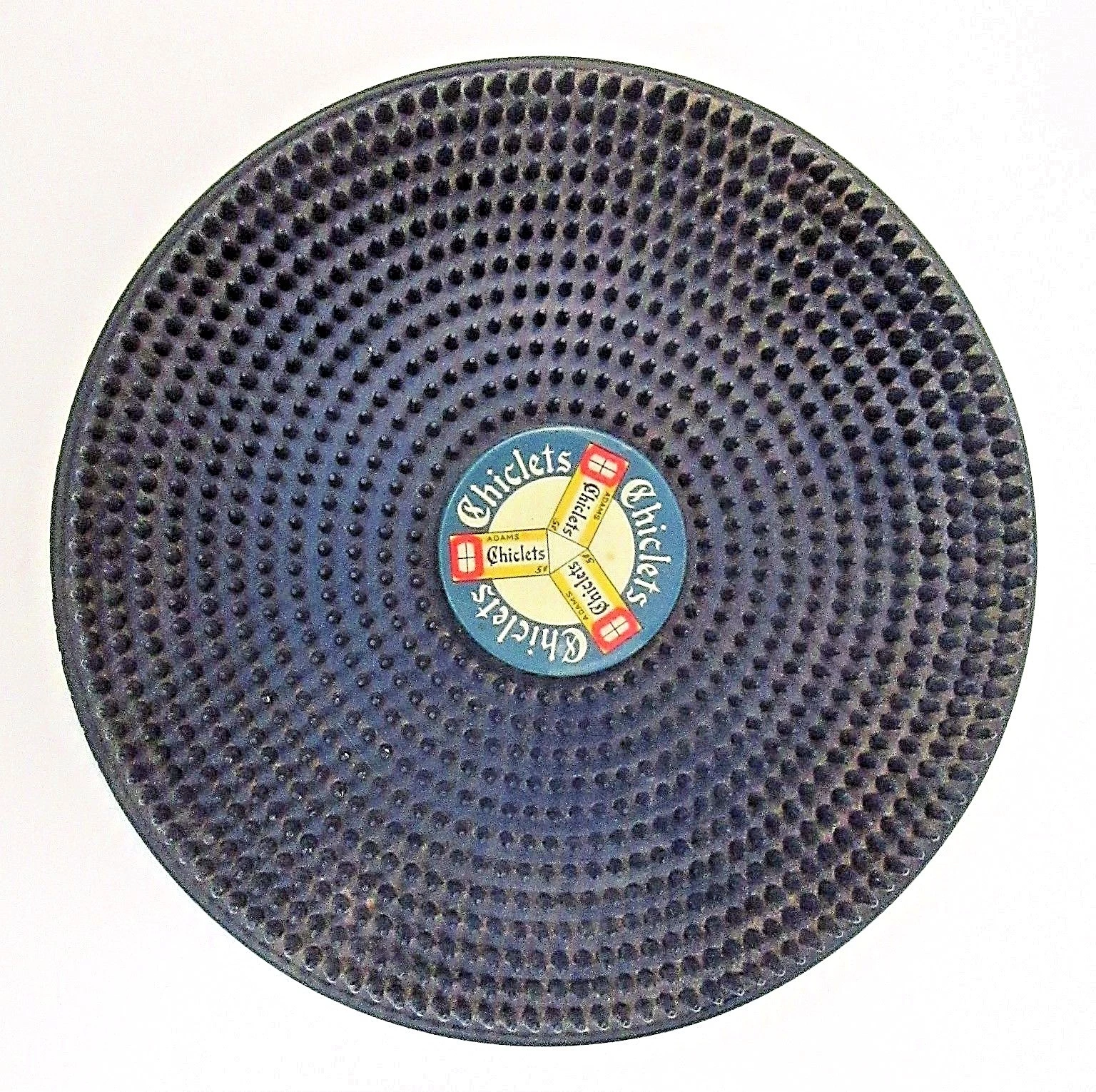 1940's ADAMS CHICLETS GUM Sun Rubber counter top change mat BLUE *