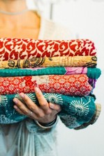 10 PC Wholesale Lot Throw Blanket Kantha Quilt Indian Vintage Cotton Bedspreads