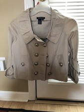 Venus Khaki Safari Crop Jacket Fully Lined Short Sleeve Unique Size 8