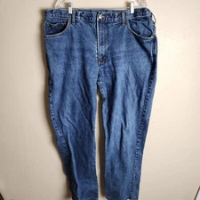 Lands End Jeans Mens 42 traditional Fit Straight Leg Blue Denim Comfort Waist