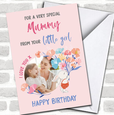 Personalisierte Geburtstagskarte Mama von deiner kleinen Tochter Foto Blumen