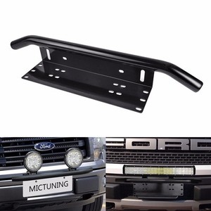 Front Bumper Bull Bar License Plate Mount Holder Heavy Duty W// 4/" LED Light Pods