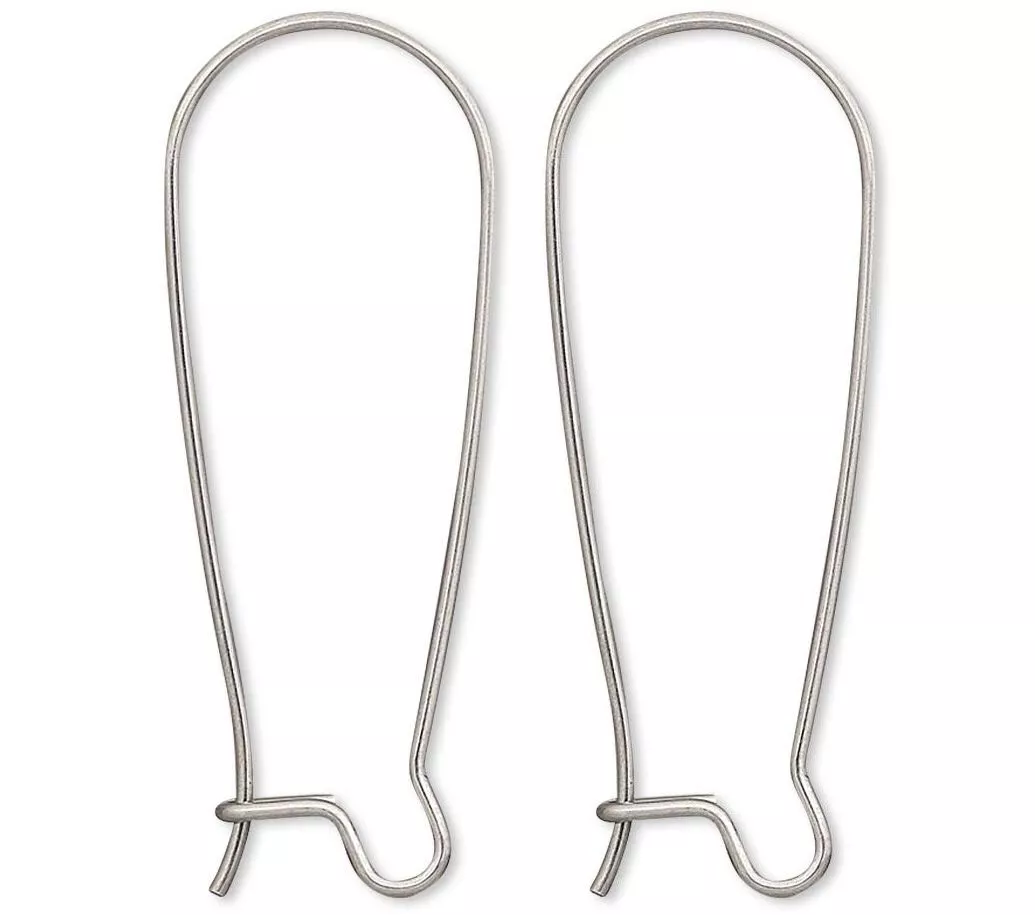 Ear Wire 100 Stainless Steel 21 Gauge 33mm Long Kidney Ear Wire