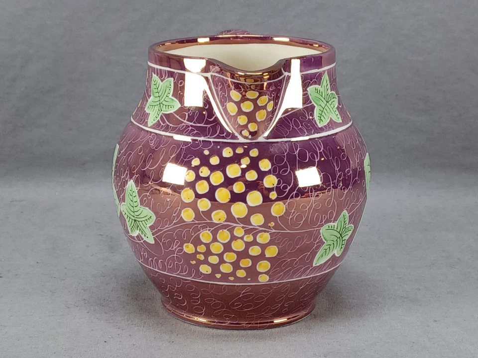 British Polychrome Decorated Pink Resist Luster 5 1/4 Inch Jug Circa 1820 - Image 2 of 4