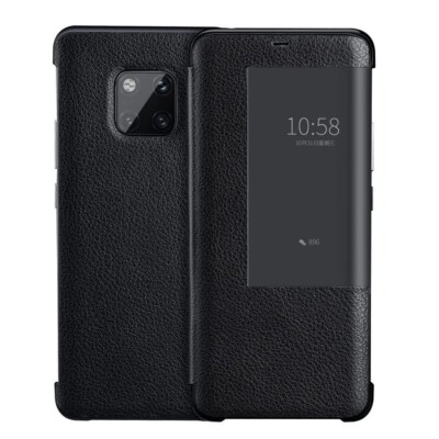 Luxury Genuine Leather Flip Smart-View Caller Case Cover For Huawei Mate 20 /Pro
