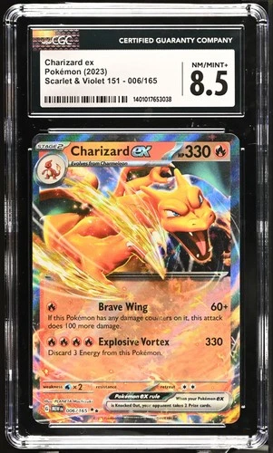 CGC 8.5 Charizard EX 006/165 Scarlet & Violet – Mint+ Graded Pokémon Card