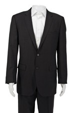 Sharp Hugo Boss Suit Men's Black Suit 2 Piece Super 100s 42L Light Pinstripe