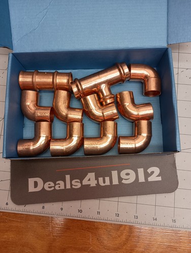 11 PC LOT 3/4" COPPER SOLDER SWEAT PIPE FITTING TEE ELBOW CAP ADAPTER COUPLING