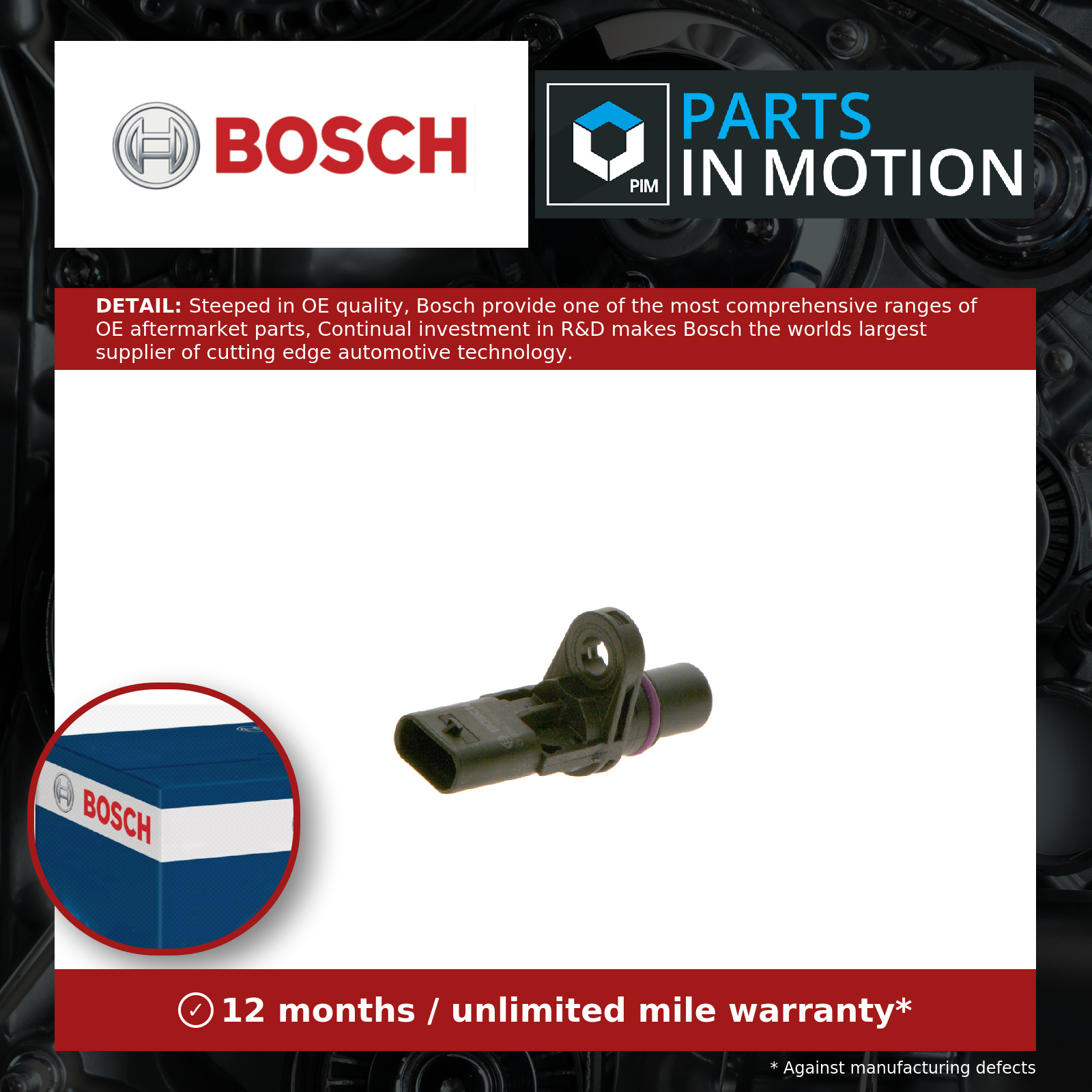 Camshaft Position Sensor fits AUDI Q2 GA 2016 on Bosch 04L907601 05E907601D New