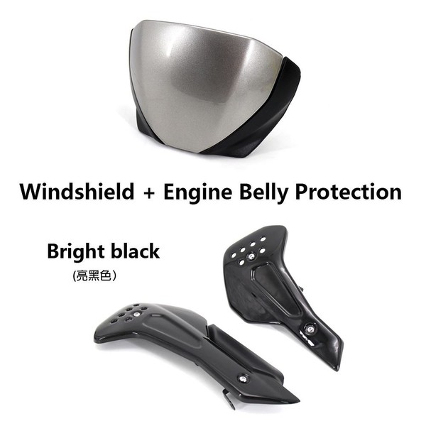 Eurowagens Trident 660 Motorrad Windschutzscheibe Windabweiser Hellgrau/Schwarz-image