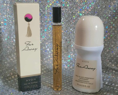 Avon FAR AWAY EDP Perfume Spray  Travel Size & Bonus Sz Deo~ NIB ~ NEXT DAY SHIP