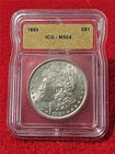 1880  MORGAN SILVER DOLLAR  ICG  MS 64                                   #T1644