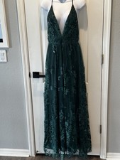 Green Sequin Evening Gown Dress Size M Adjustable Straps