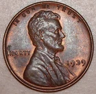 1939 Lincoln Wheat Cent AU Red-Brown Philadelphia Mint Nice Toning Free Ship